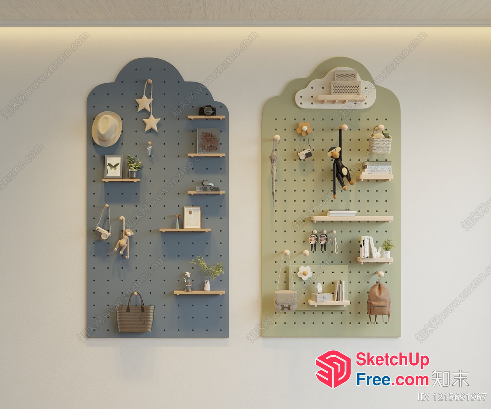 Two Shelves With Various Decorations 3D SketchUp File