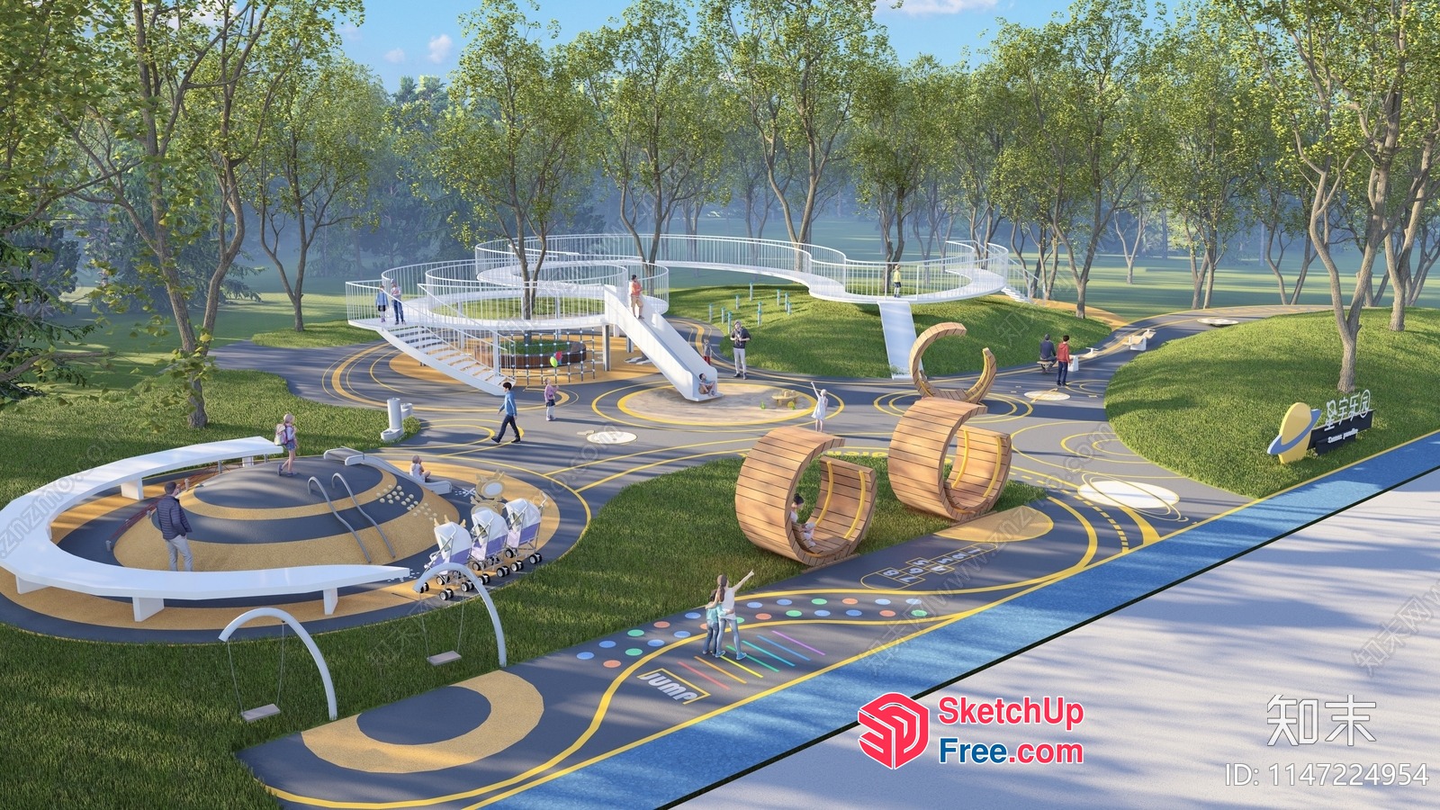 Futuristic Outdoor Playground With Modern Design Elements 3D SketchUp File