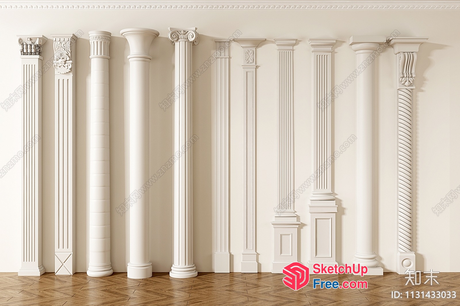 Pillar Decorations In Various Styles 3D SketchUp File