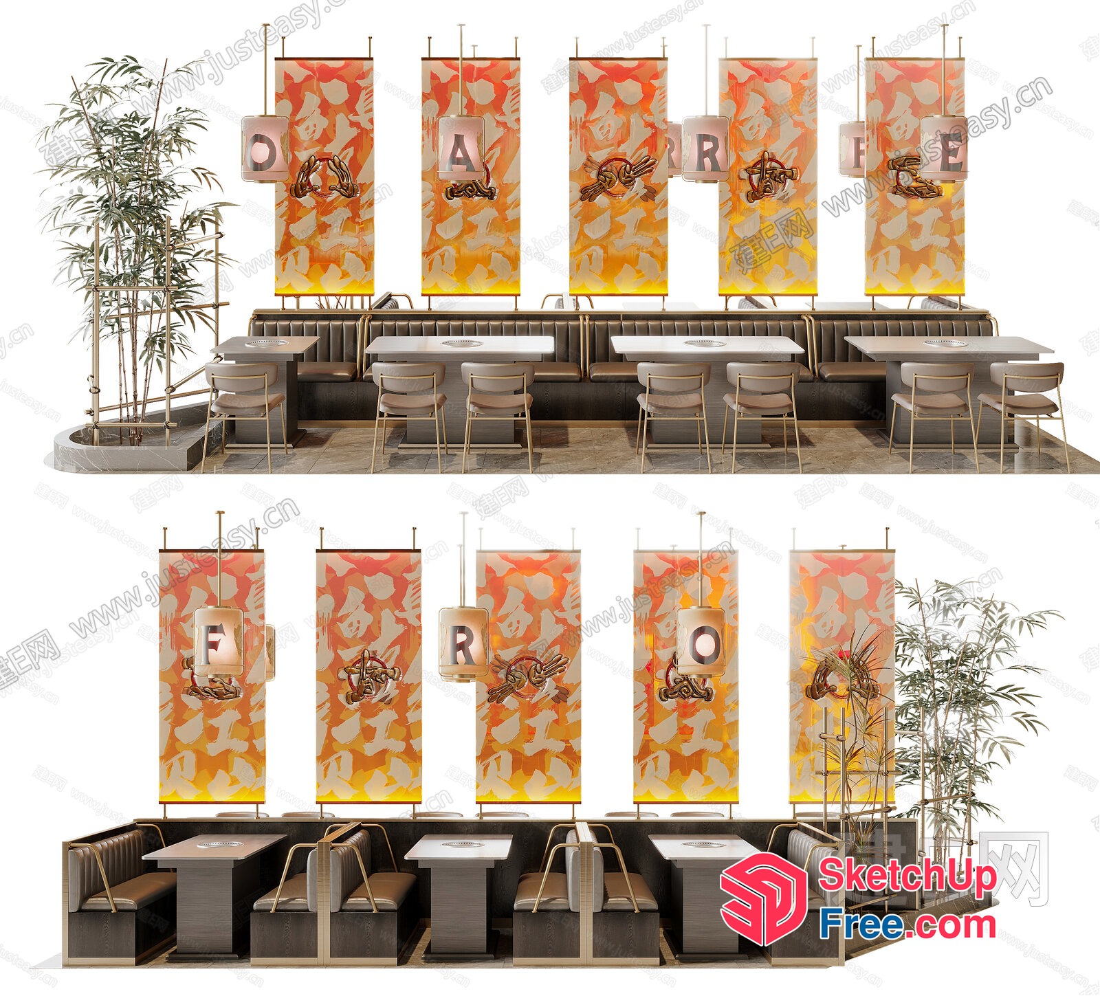 Elegant Modern Restaurant Interior 3D SketchUp File