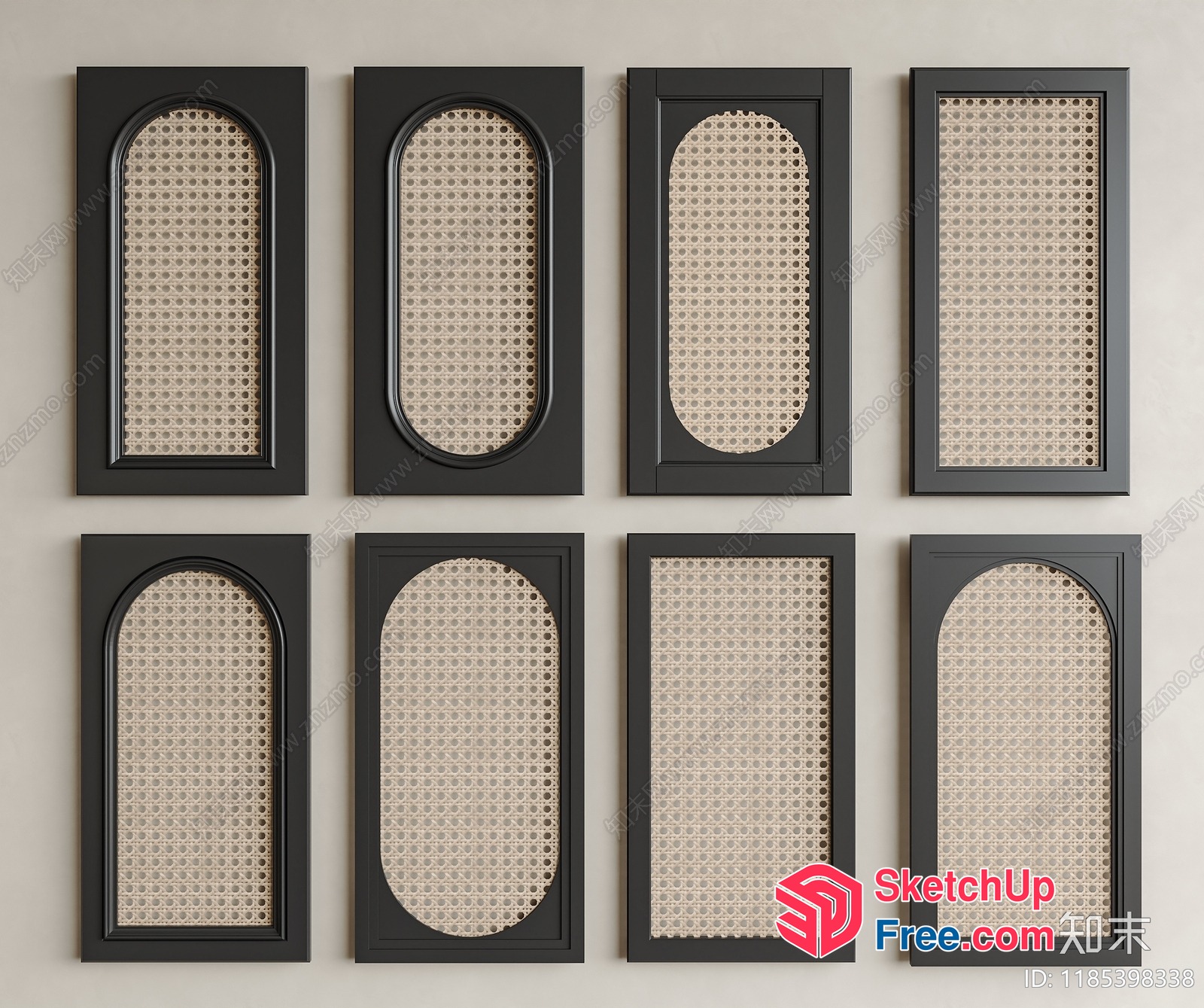 Elegant Rattan Window Frames 3D SketchUp File
