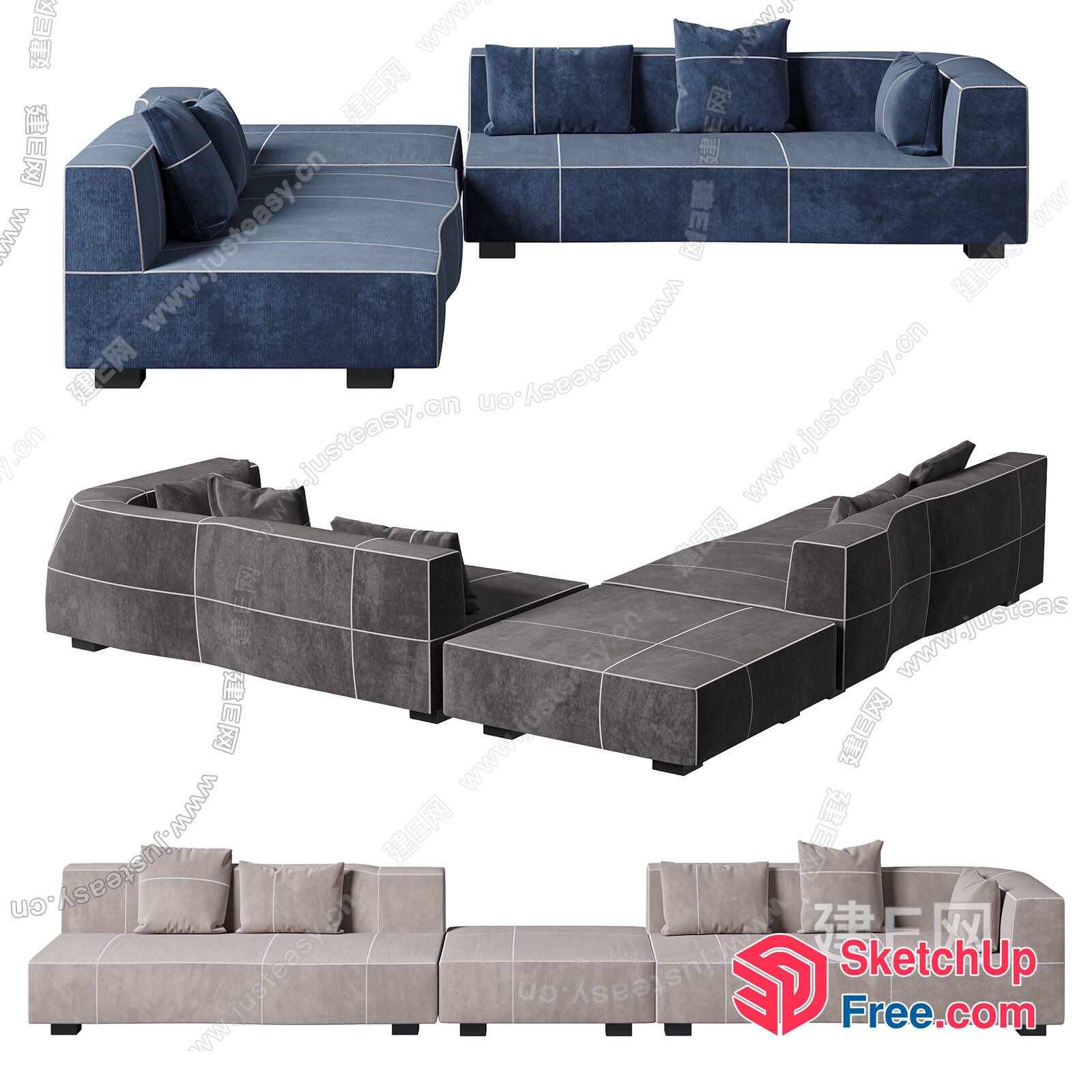 Modern L-Shaped Sofa Set 3D SketchUp File