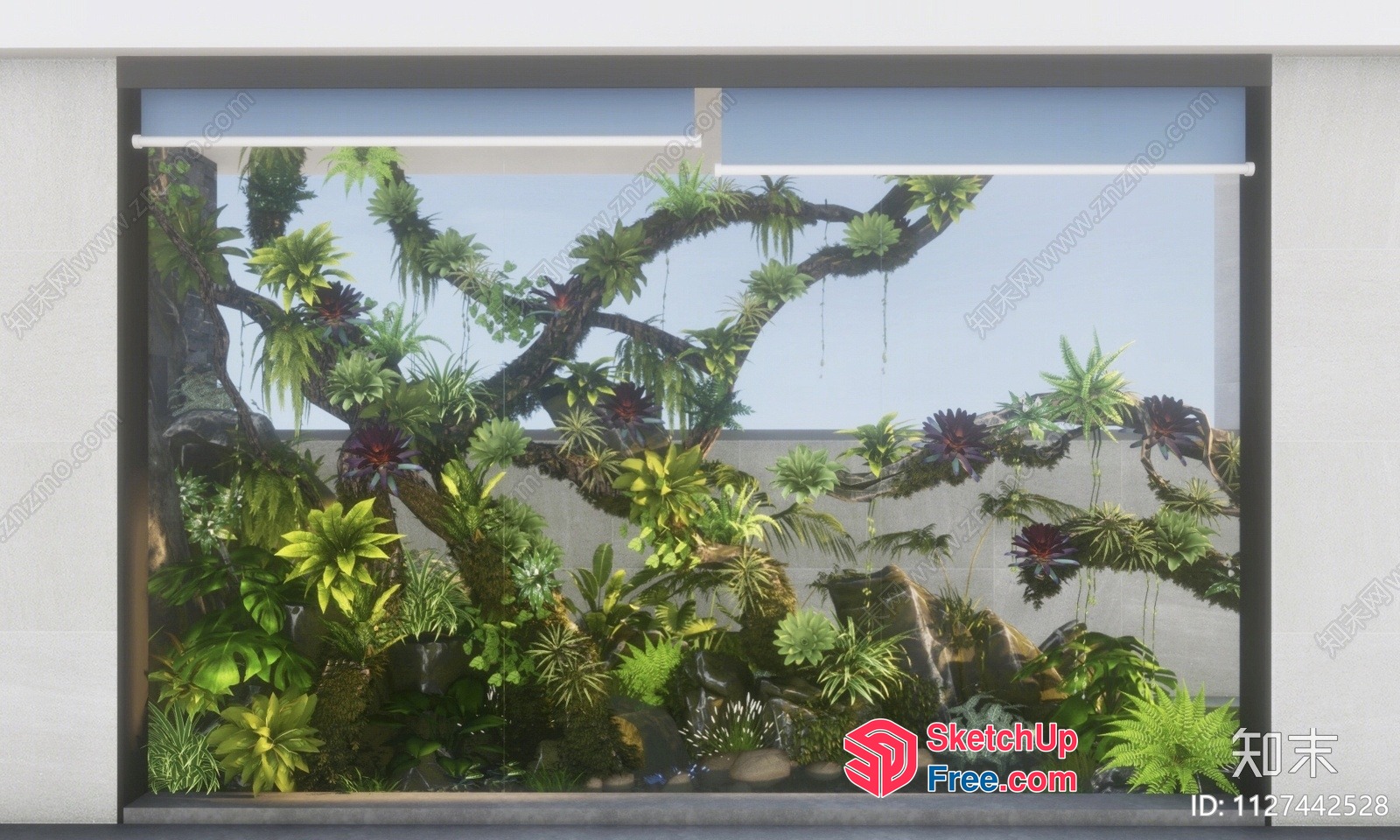 Exotic Tropical Garden Scene With Lush Greenery 3D SketchUp File