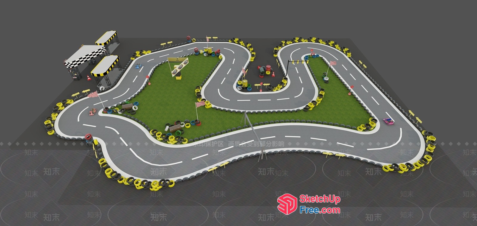 A 3D Model Of A Go-Kart Track 3D SketchUp File