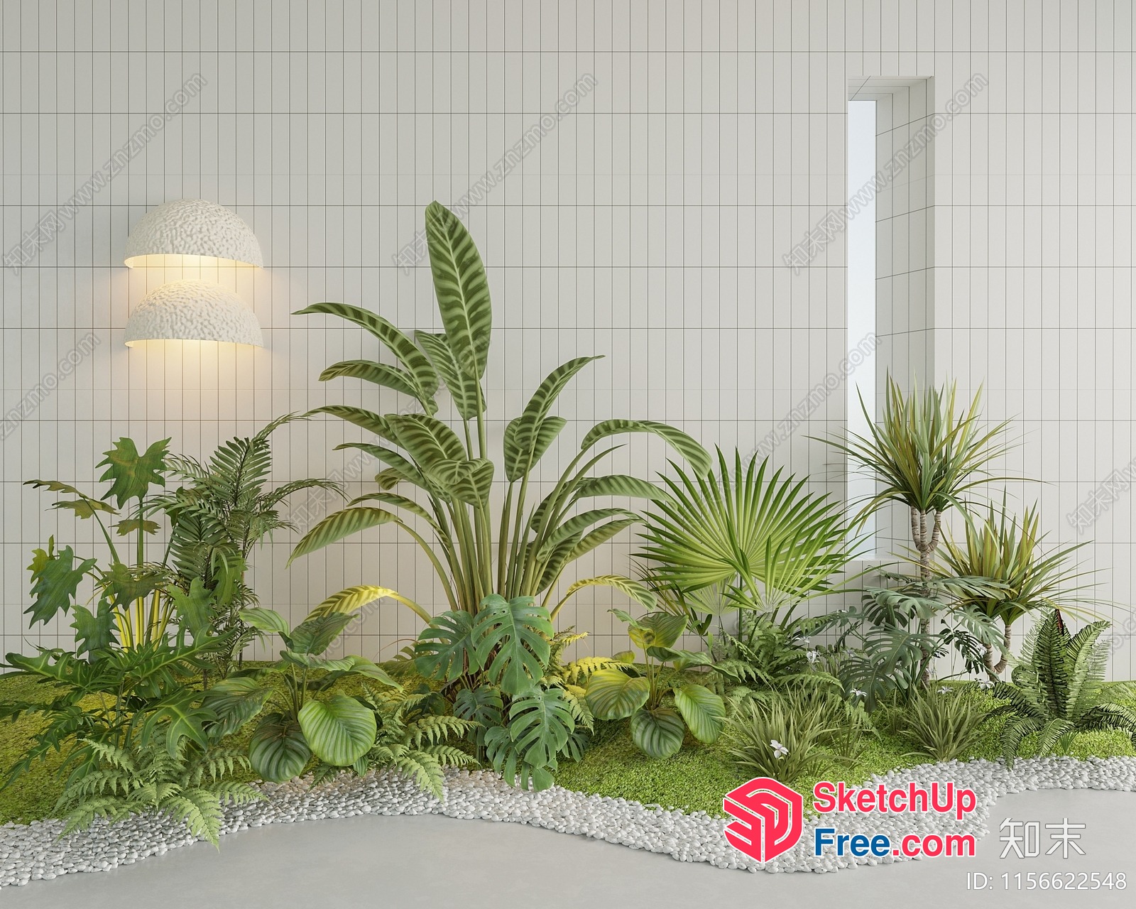 Tropical Plants In A Modern Interior 3D SketchUp File