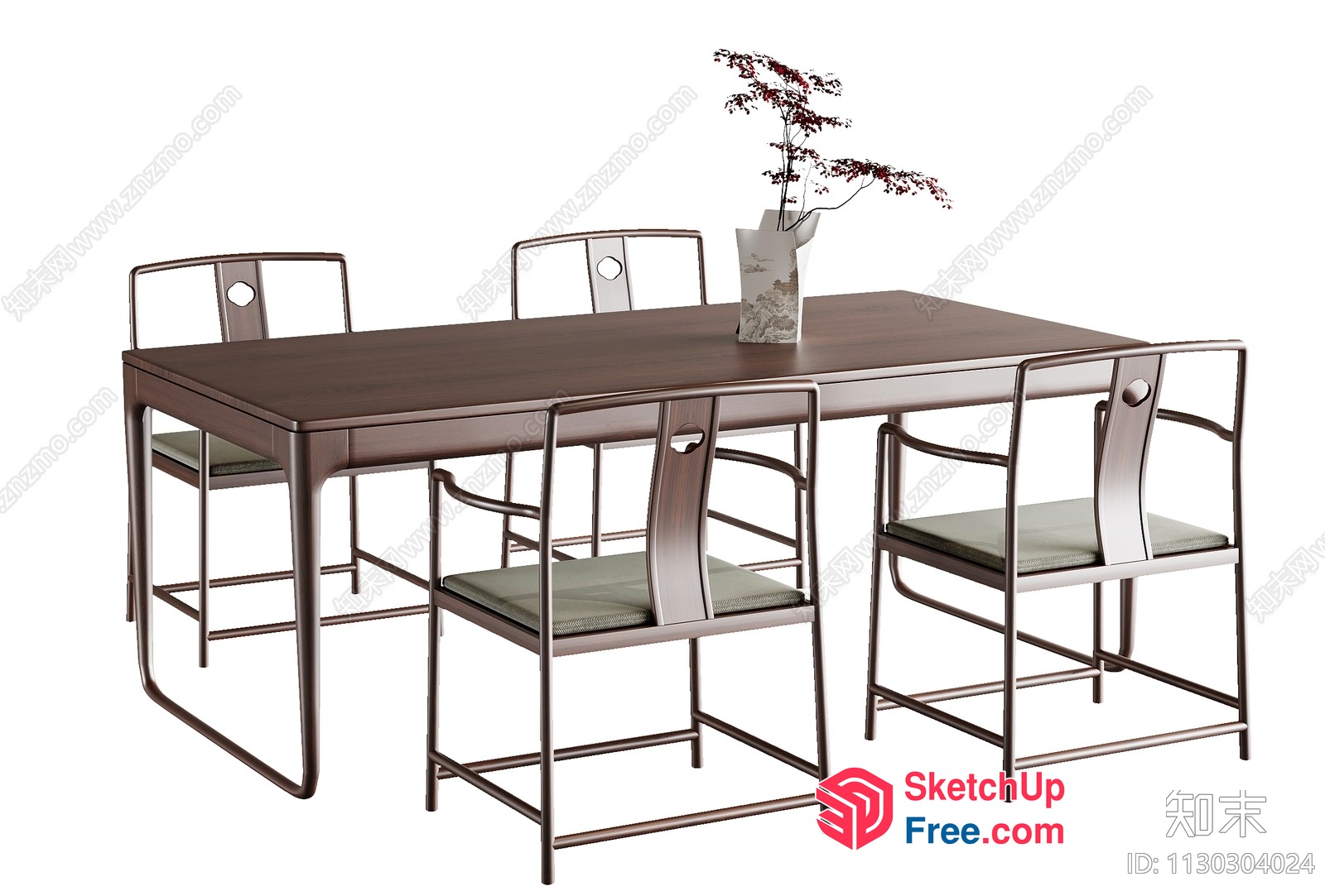Modern Dining Room Table And Chairs Set 3D SketchUp File