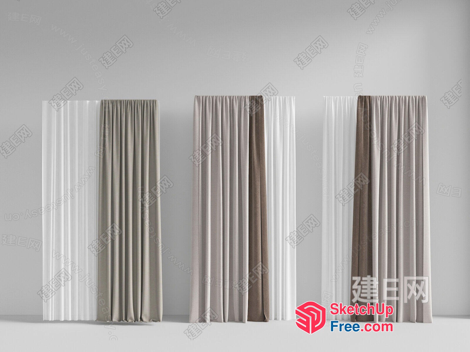 Curtain Panels In Neutral Tones 3D SketchUp File