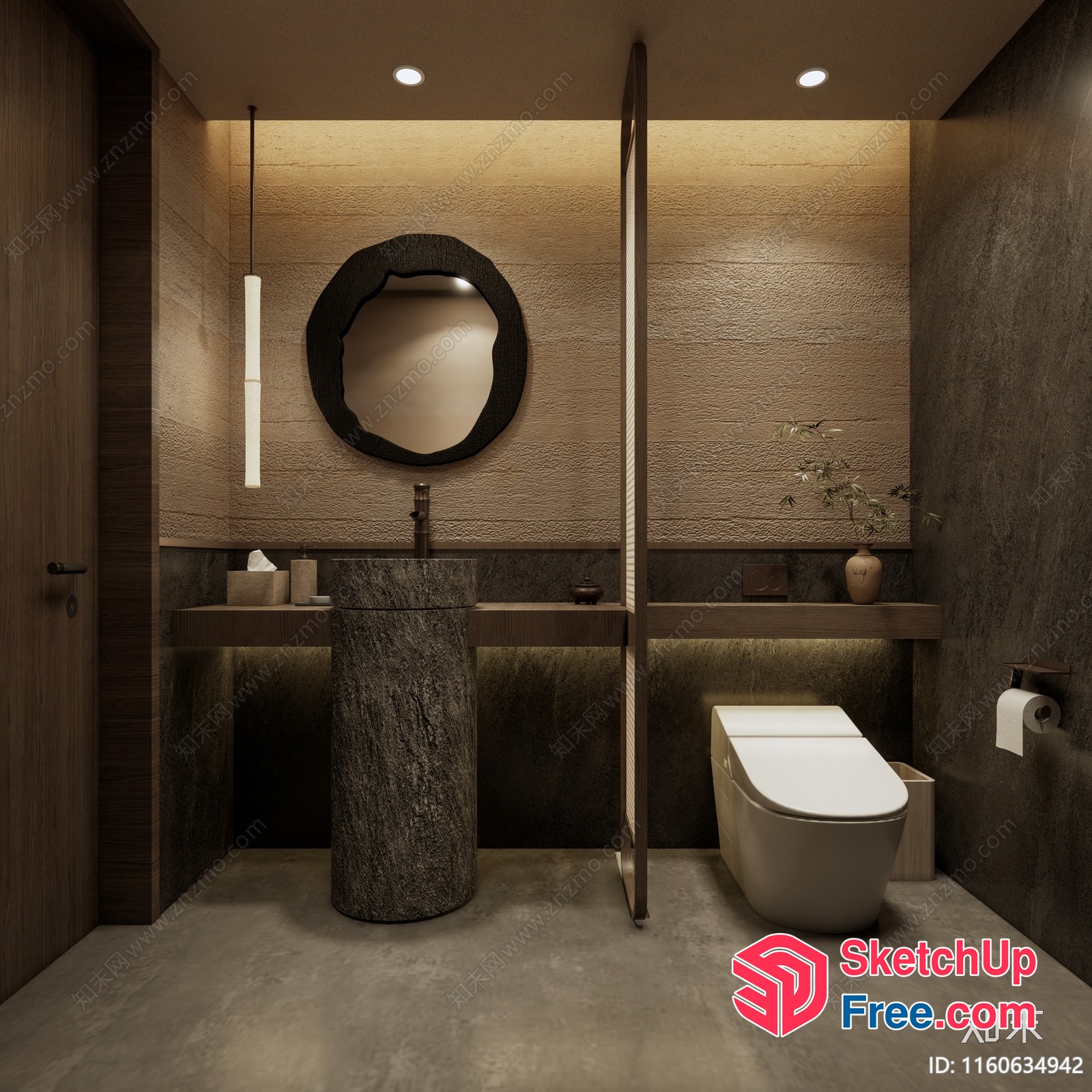 Modern Bathroom Interior With Unique Decorations 3D SketchUp File