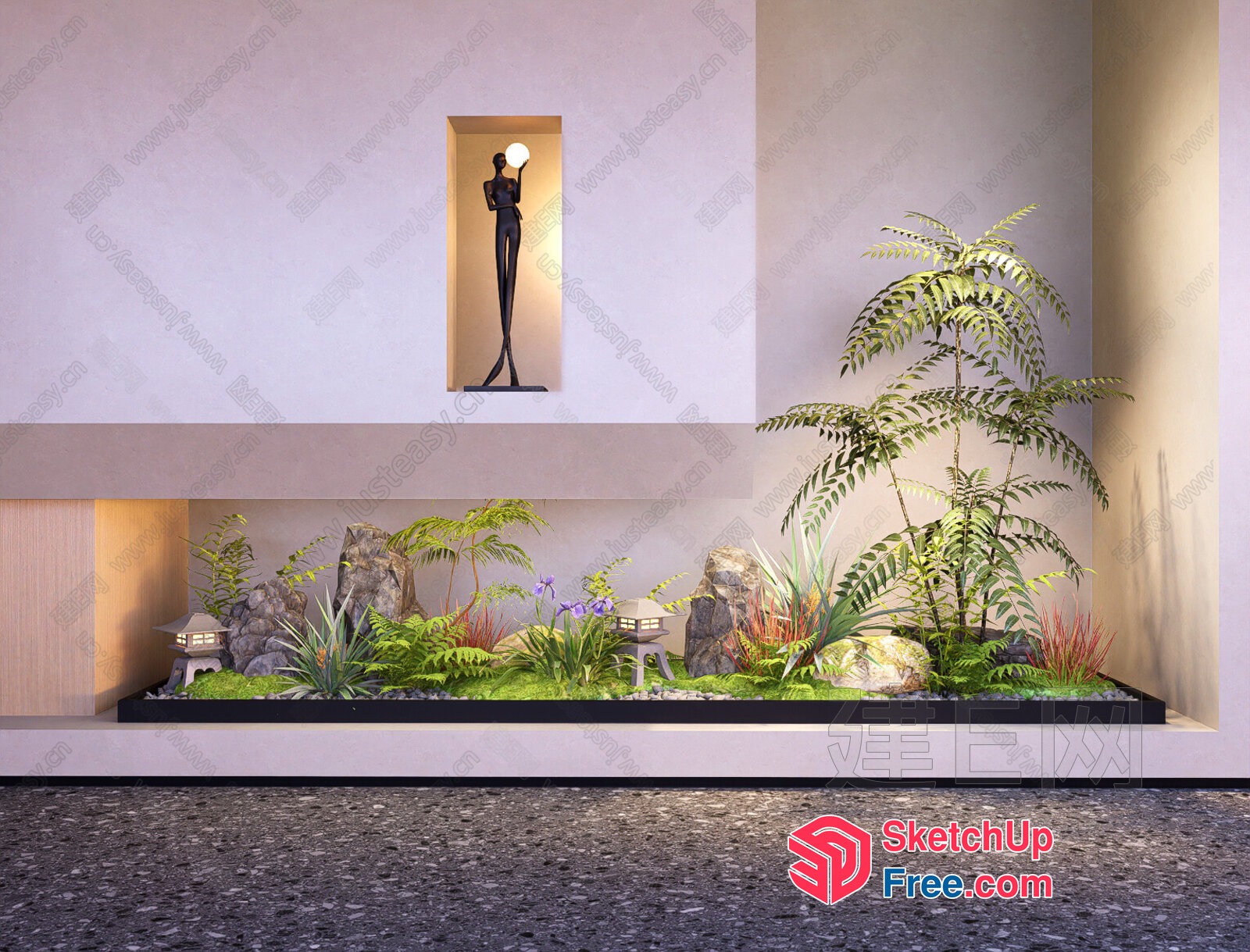 Japanese Style Garden With Modern Decor 3D SketchUp File