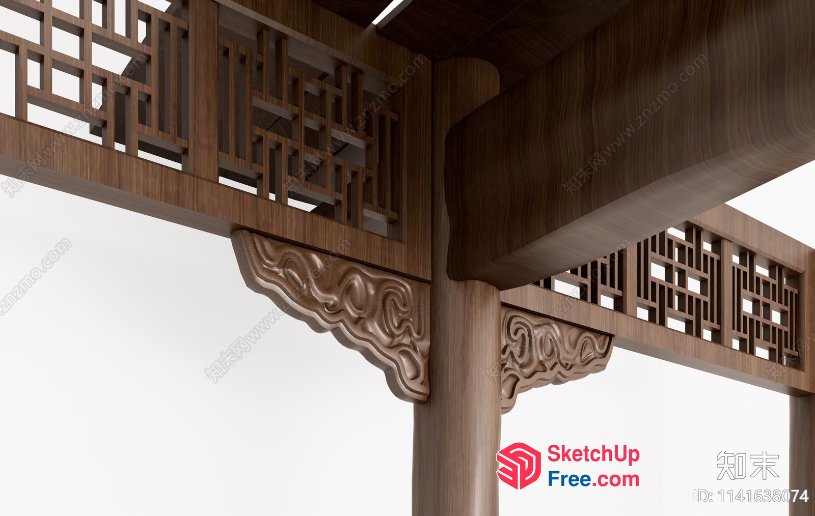 Traditional Chinese Architecture Pillar And Balcony 3D SketchUp File