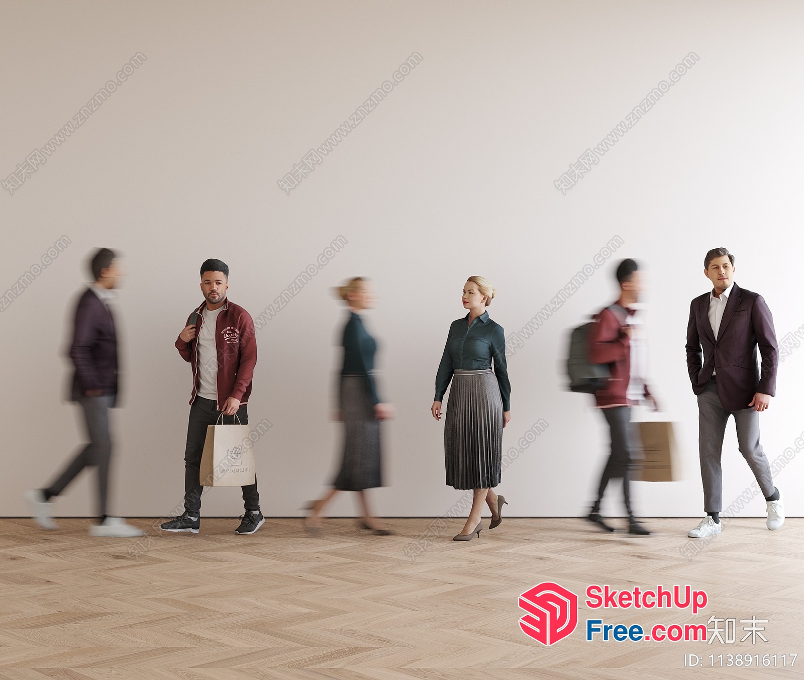 People Walking In A Room 3D SketchUp File