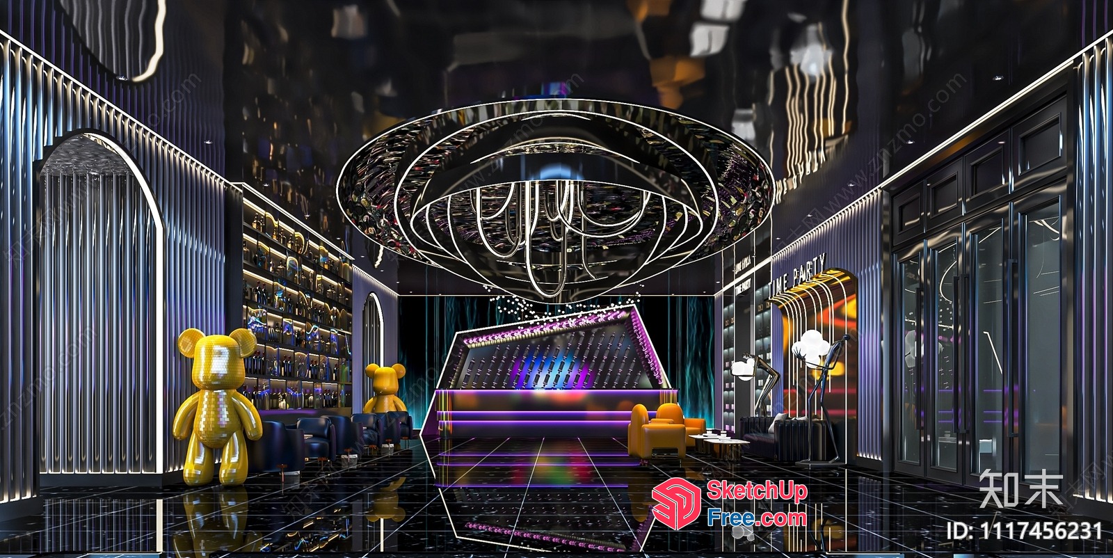 Futuristic Modern Interior With Neon Lights And Sleek Decor 3D SketchUp File