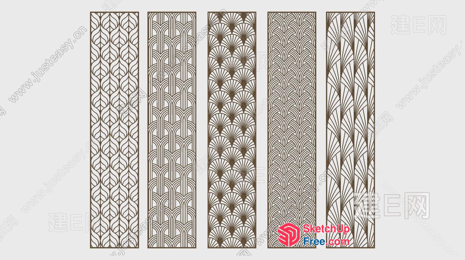 Ornate Art Deco Inspired Partition Screen Designs 3D SketchUp File