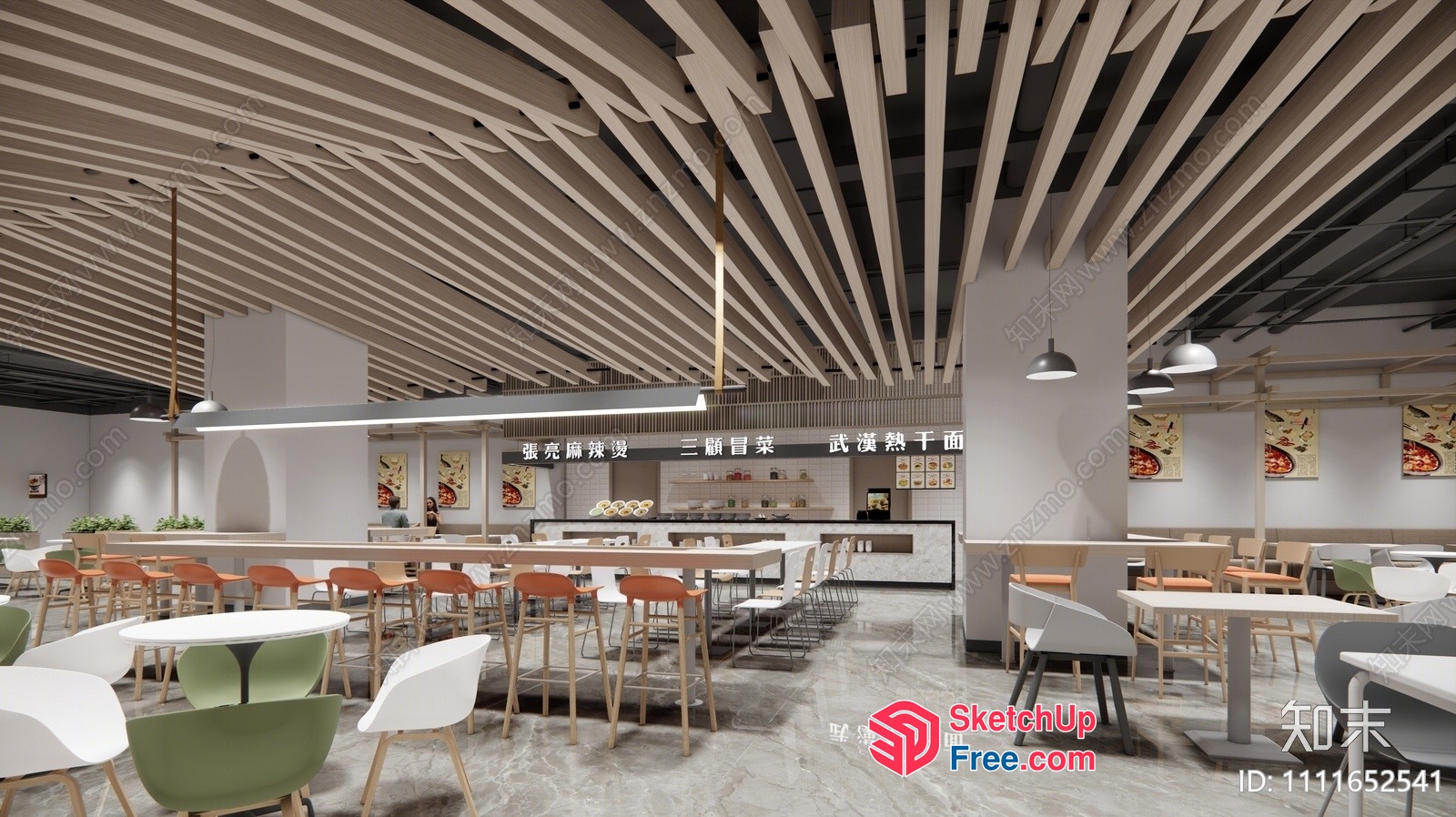 Modern Minimalist Asian Restaurant Interior Design 3D SketchUp File