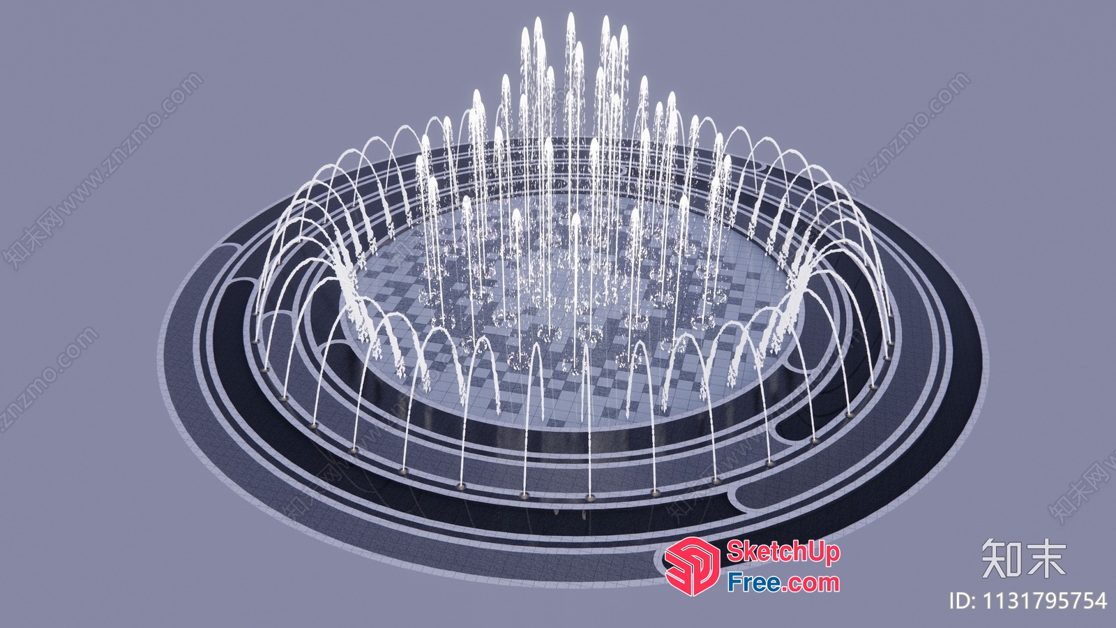 Large Fountain In The Center Of A Decorative Pool 3D SketchUp File