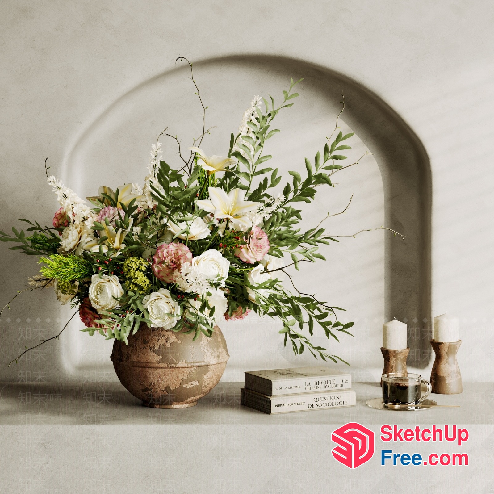 Elegant Arrangement Of Flowers In Vase 3D SketchUp File