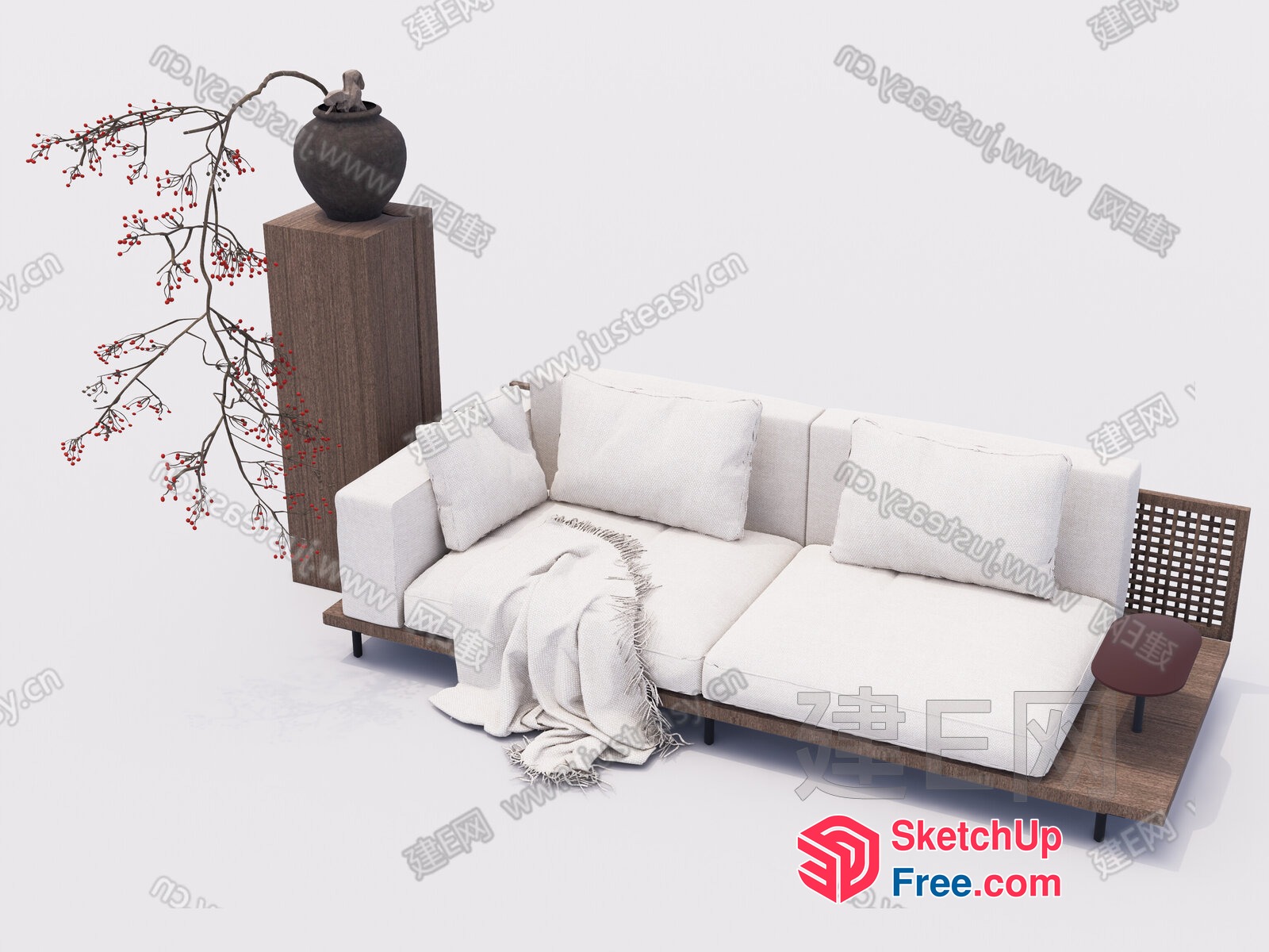 Modern Japanese-Inspired Living Room With Minimalist Furniture 3D SketchUp File