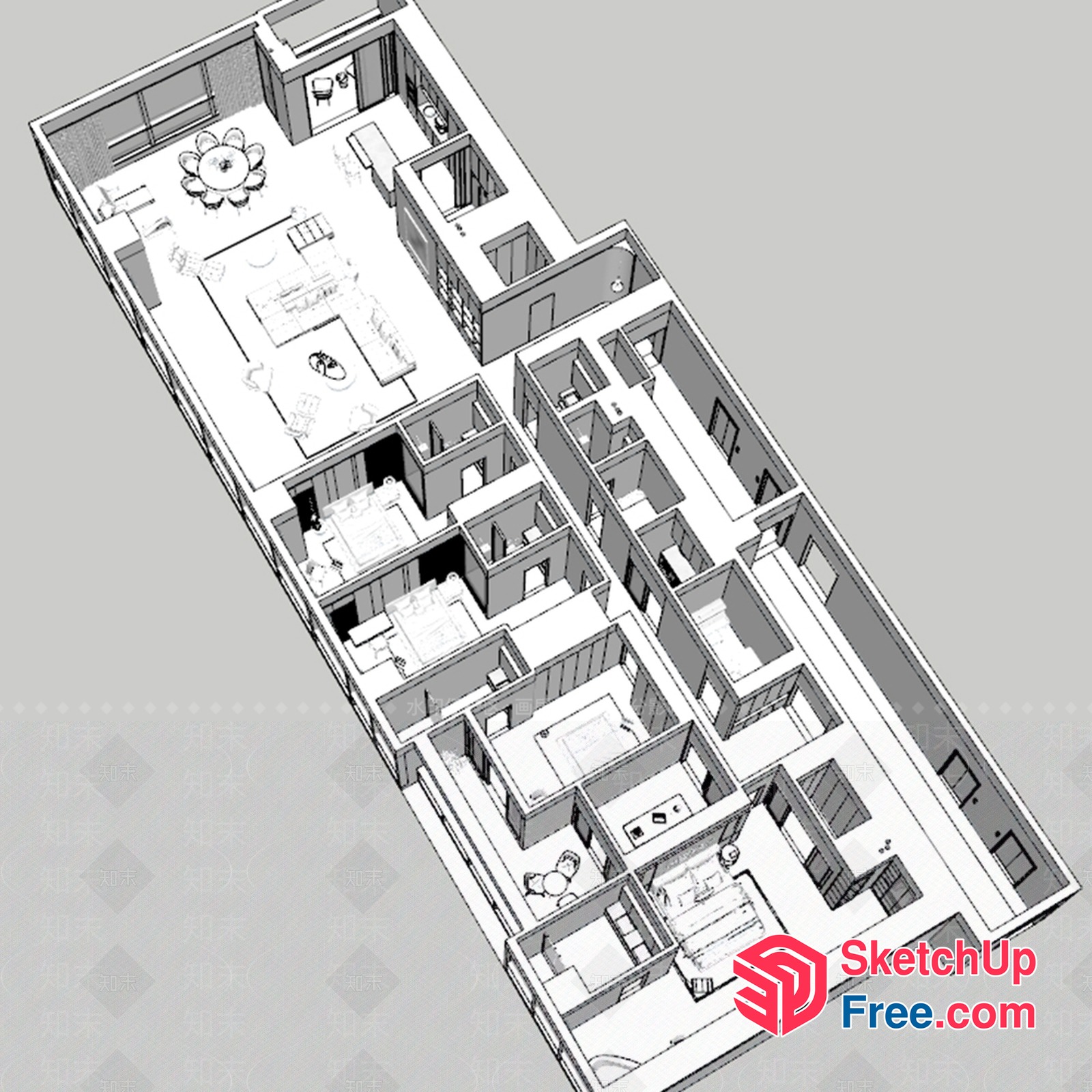 3D Architectural Floor Plan 3D SketchUp File