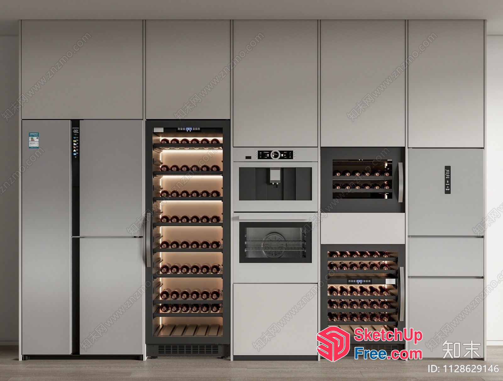 Modern Wine Storage And Refrigeration System 3D SketchUp File