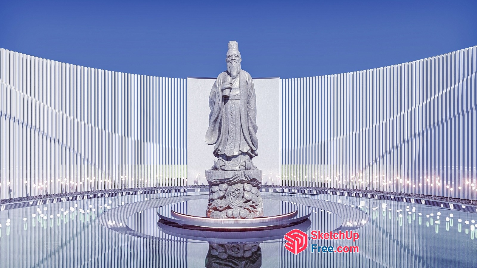 Asian-Inspired Temple Interior 3D SketchUp File