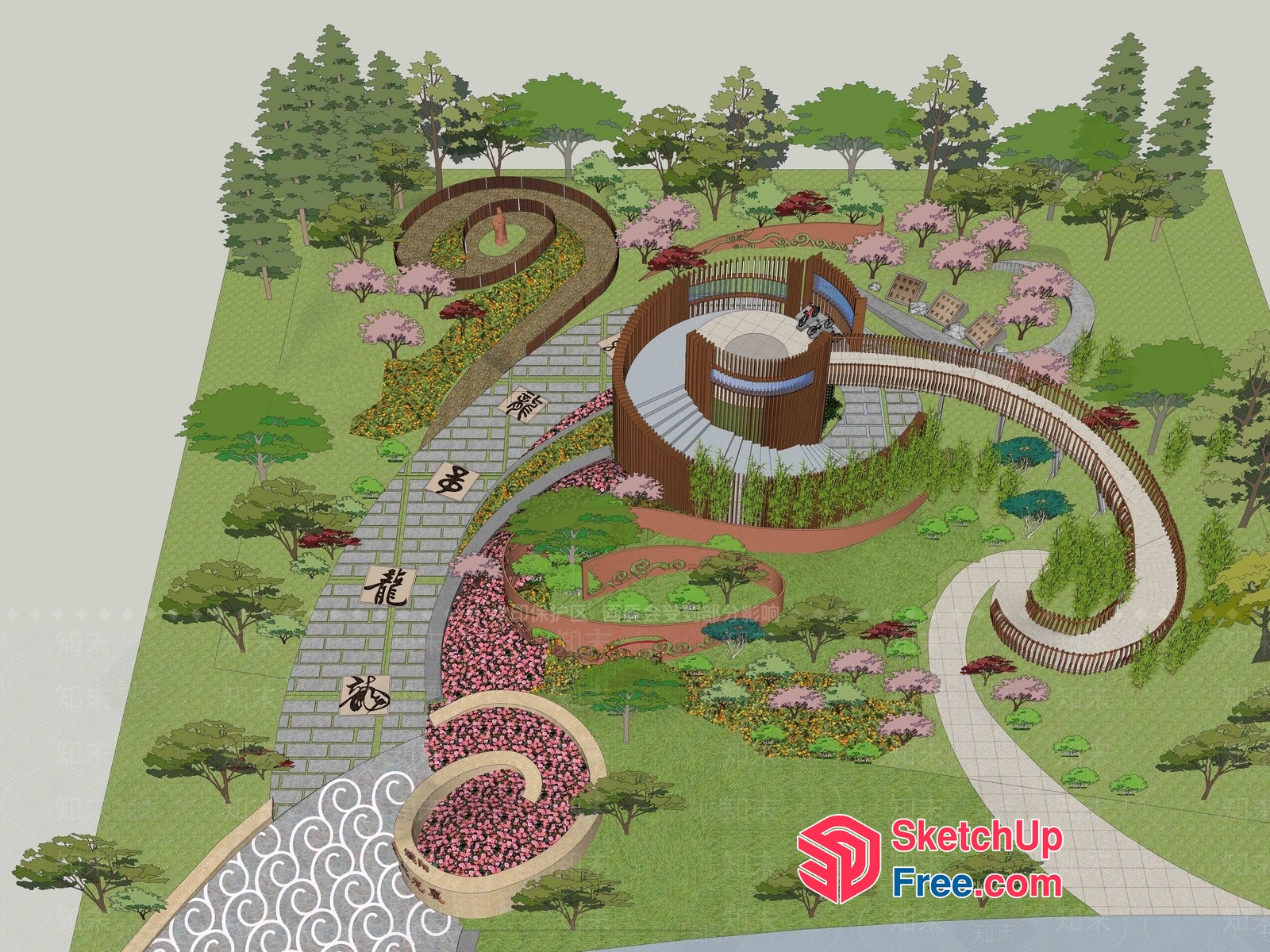 Serpentine Garden Pathway 3D SketchUp File