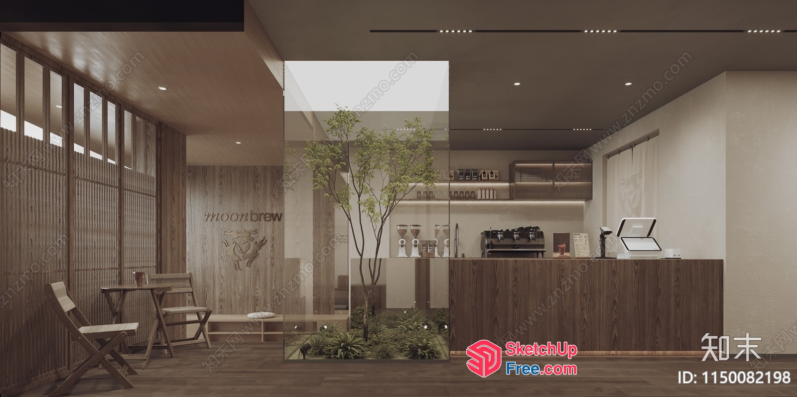 Modern Minimalist Coffee Shop Interior 3D SketchUp File