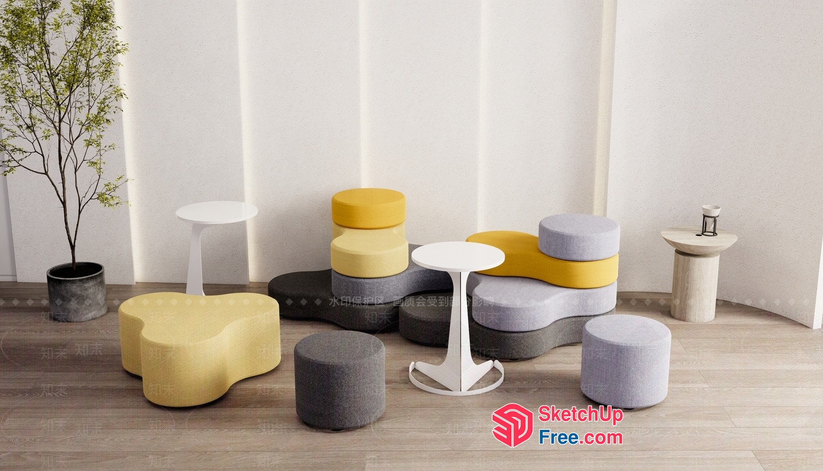 Modern Furniture Collection In Neutral Tones 3D SketchUp File