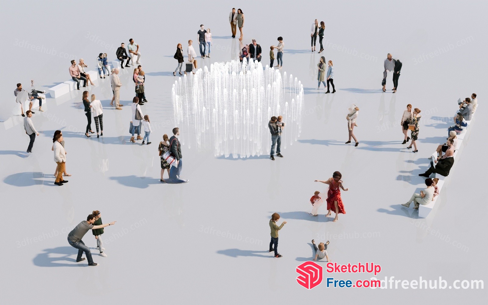 Crowd Of People Around A Circular Structure 3D SketchUp File