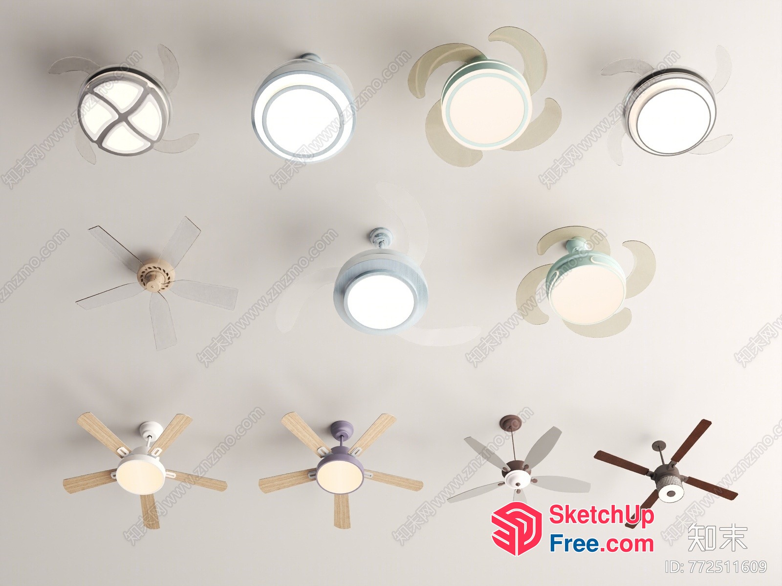 A Collection Of Ceiling Fans And Lights 3D SketchUp File