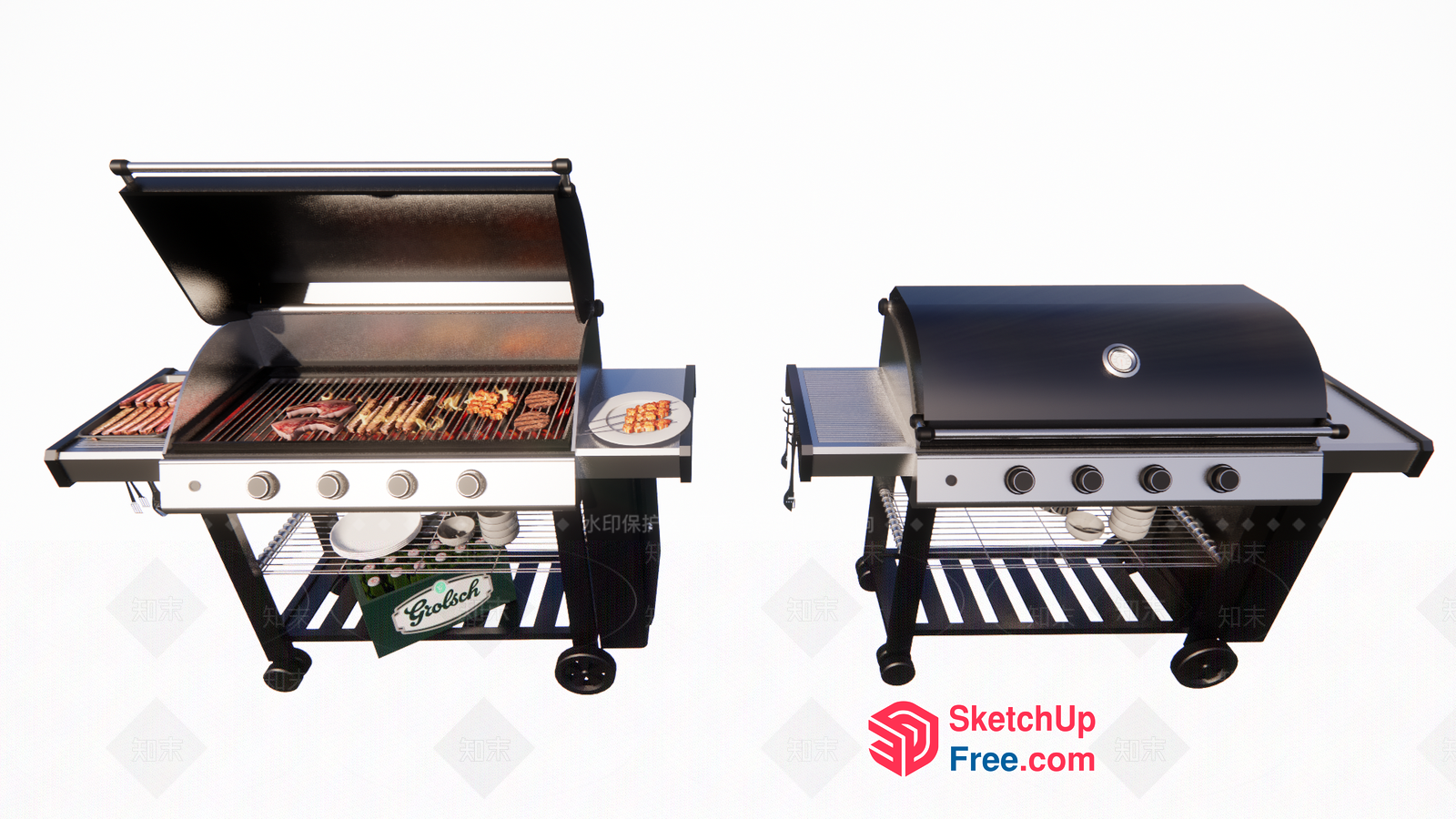 Outdoor Barbecue Grill With Cooking And Serving Features 3D SketchUp File