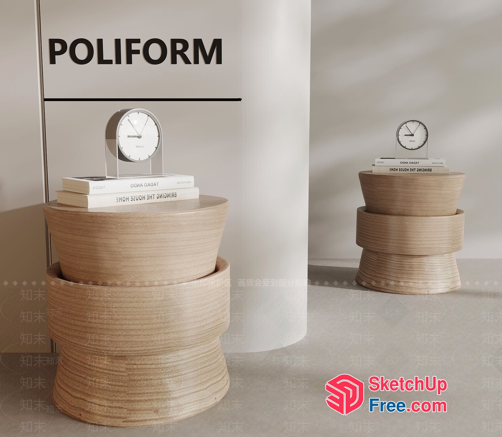 Poliform Pillar And Table 3D SketchUp File