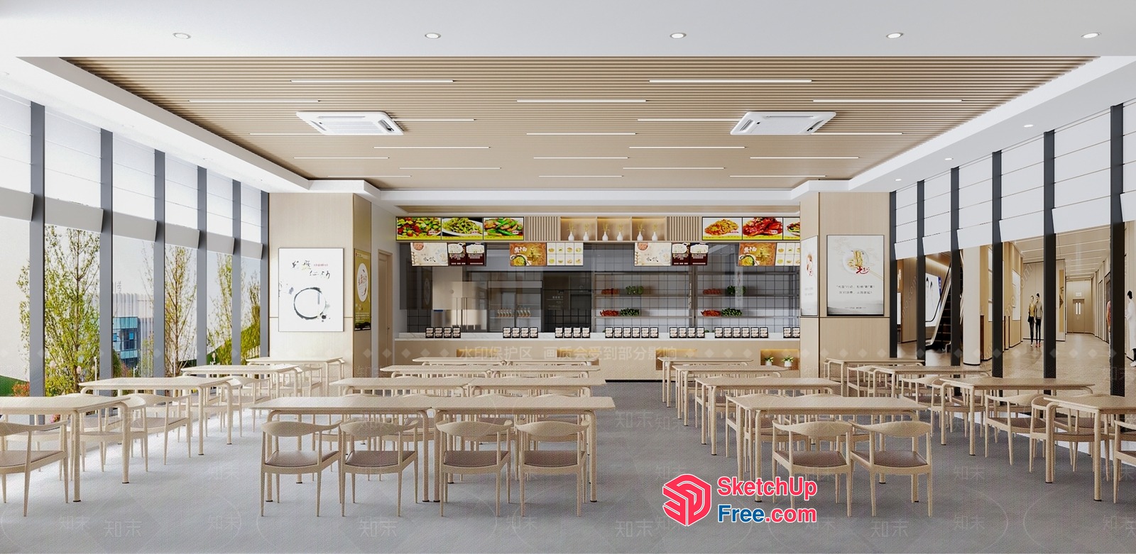 Modern Commercial Restaurant Interior 3D SketchUp File