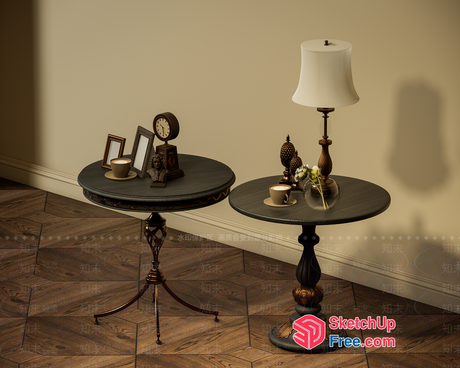 Elegant Round Tables With Ornate Legs 3D SketchUp File