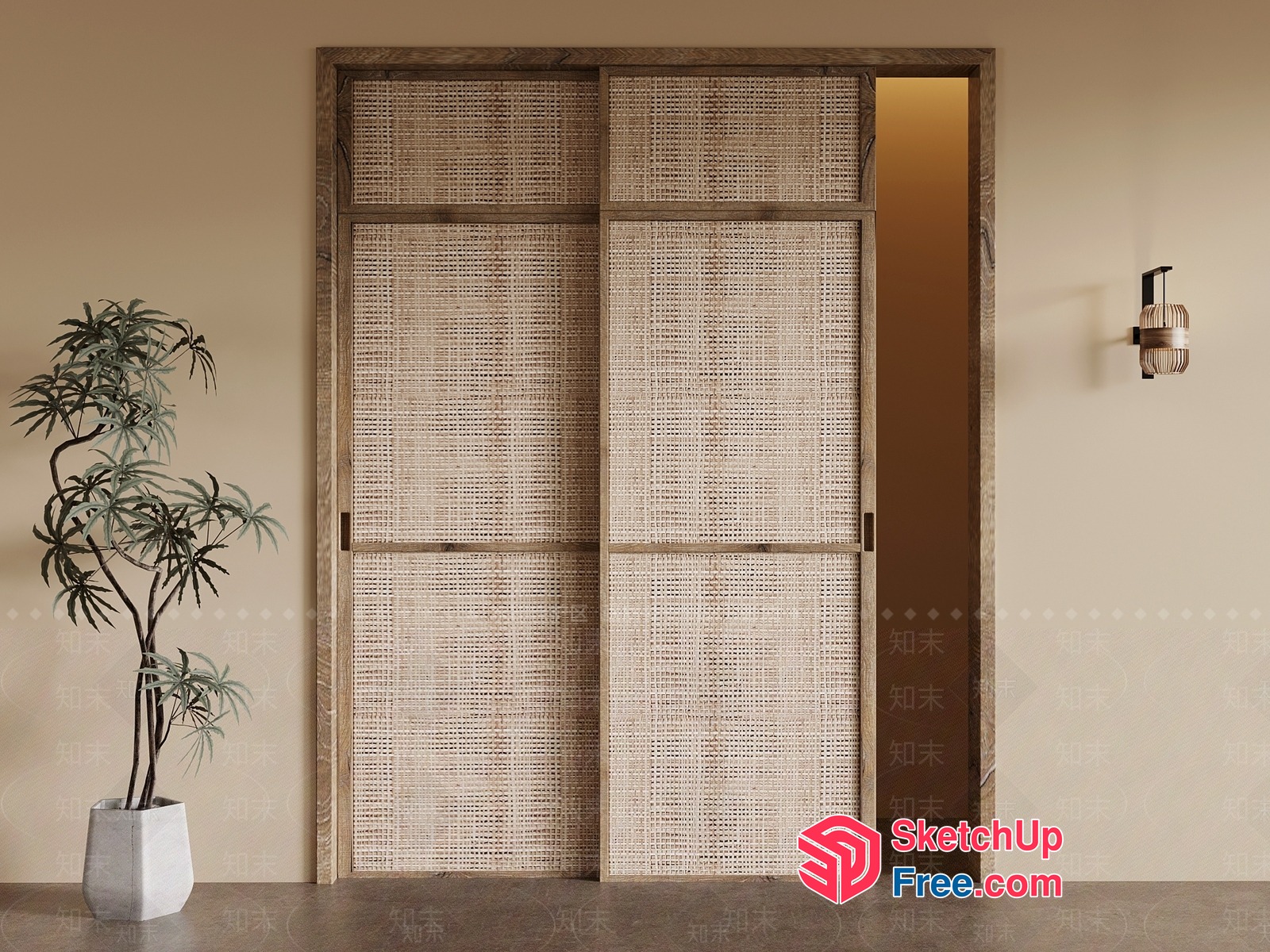 Elegant Rattan Door And Window 3D SketchUp File