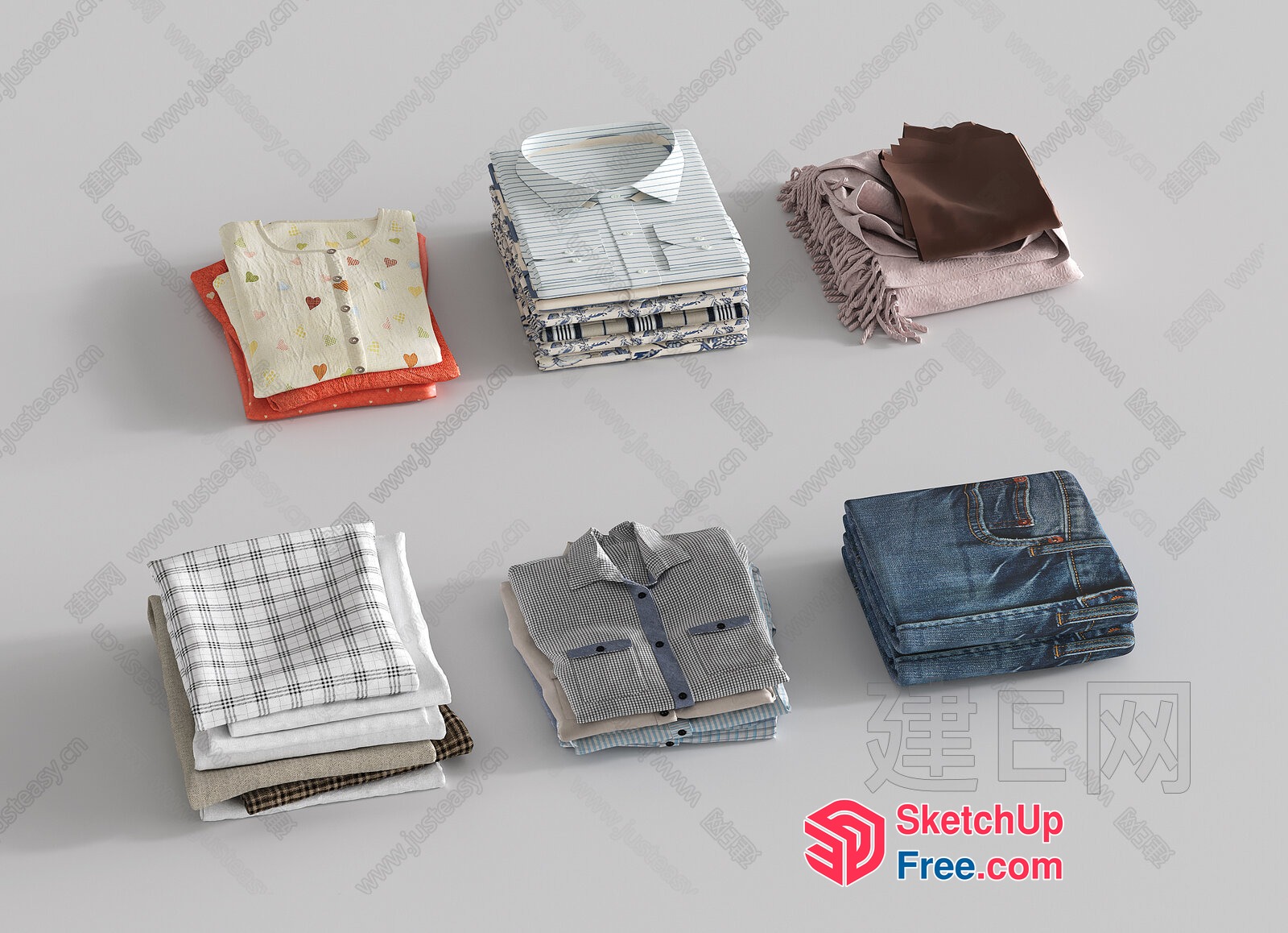Piled Stacks Of Clothing 3D SketchUp File