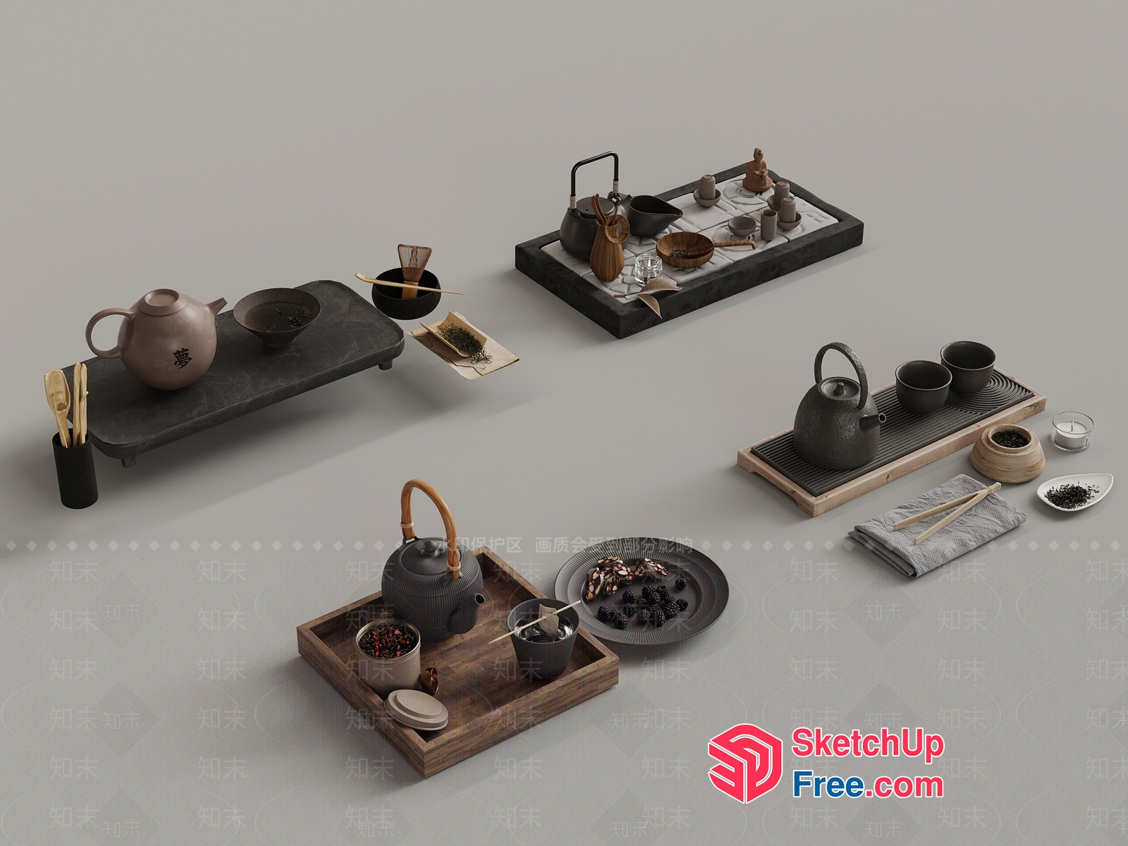 Traditional Japanese Tea Ceremony Set 3D SketchUp File