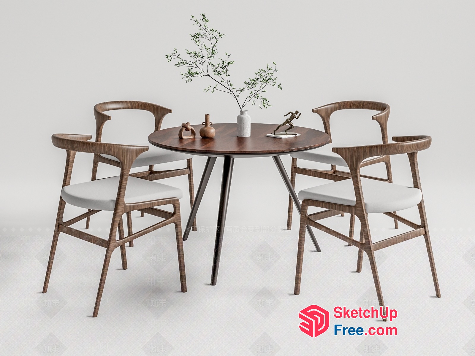 Modern Dining Table Set With Elegant Chairs 3D SketchUp File