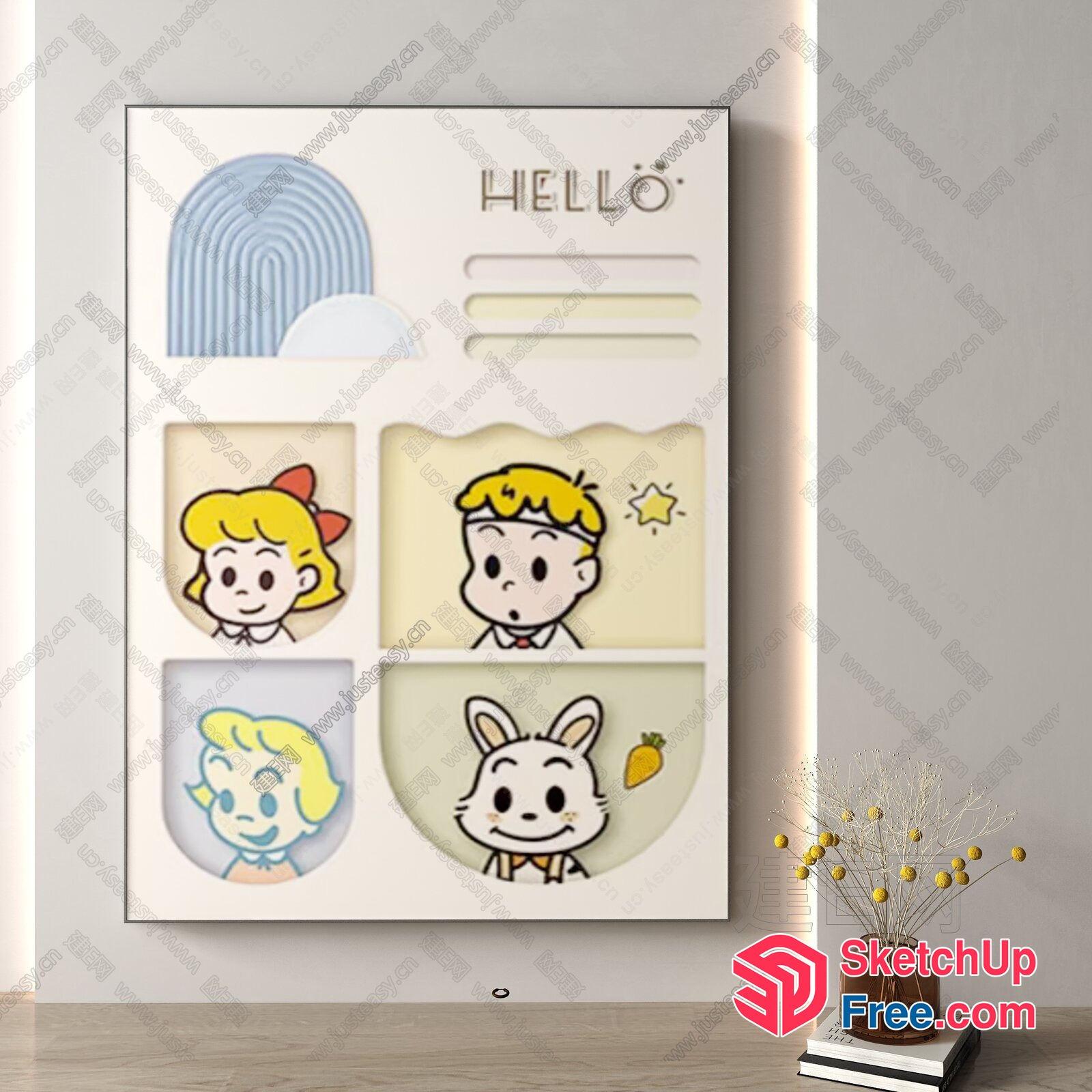 Cartoon Character Decorative Stickers 3D SketchUp File