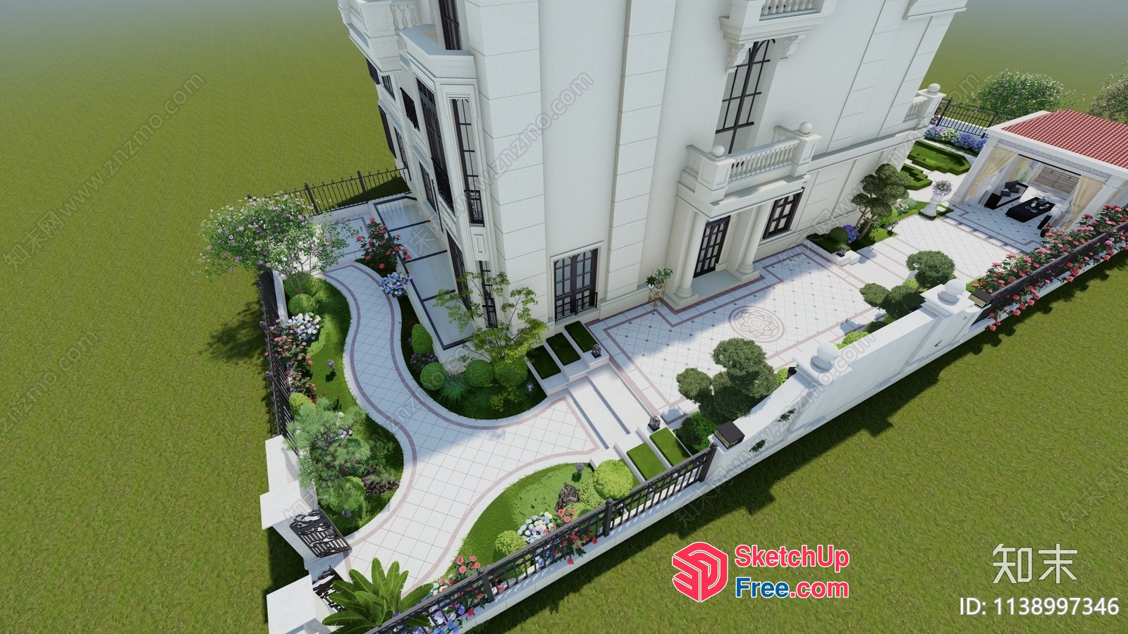 Elegant Mansion With Ornate Details 3D SketchUp File