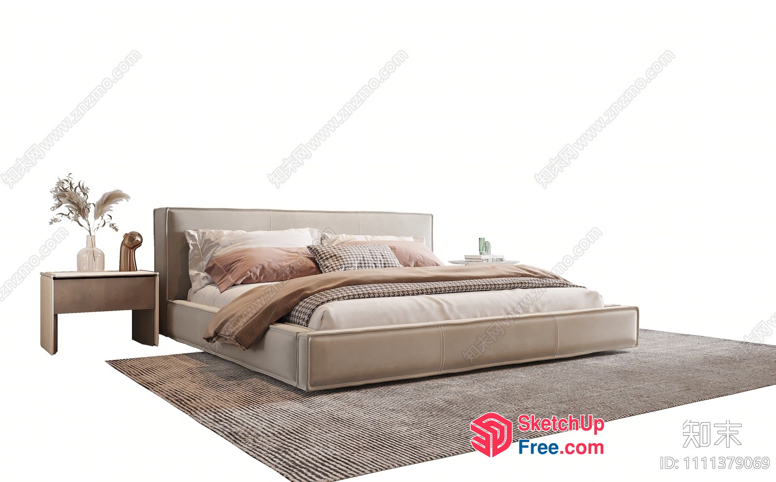Modern Minimalist Bedroom Furniture With Neutral Color Scheme 3D SketchUp File