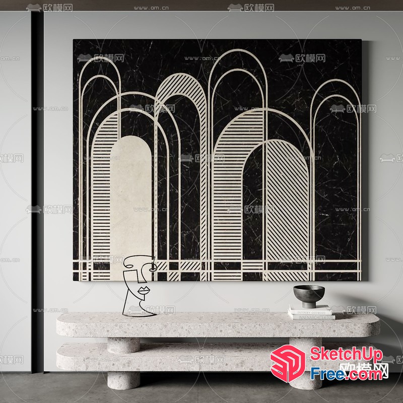 Minimalist Art Deco-Inspired Interior 3D SketchUp File