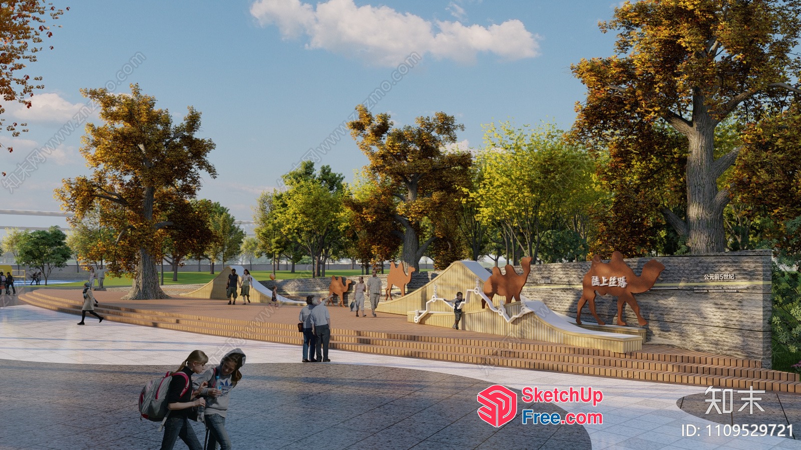 People Interacting In A Park 3D SketchUp File