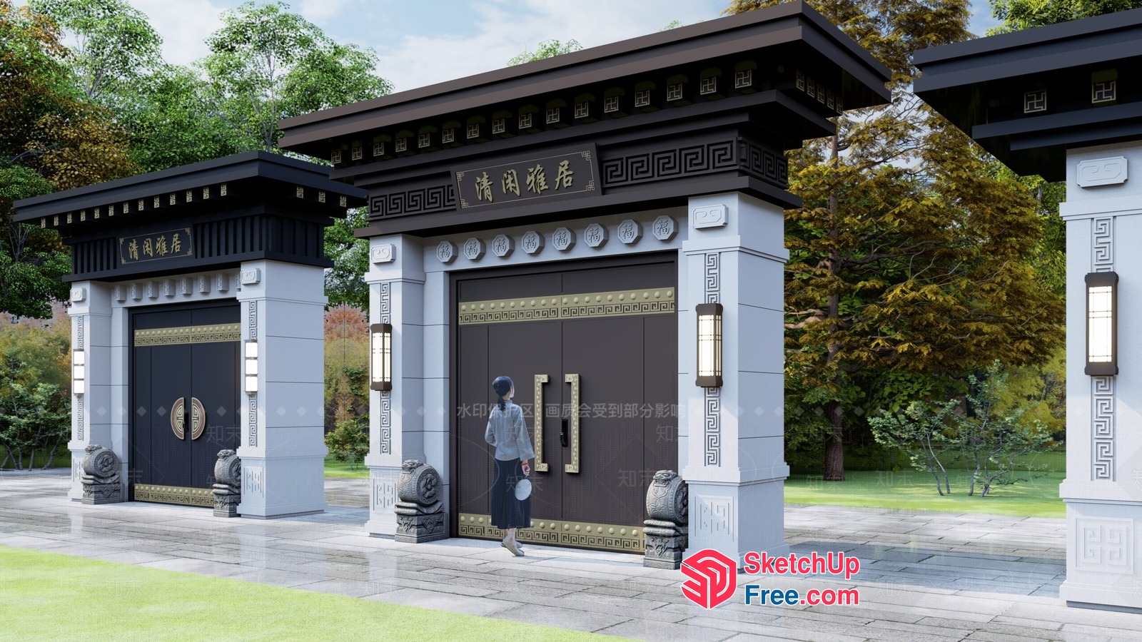 Traditional Asian-Inspired Entryway 3D SketchUp File