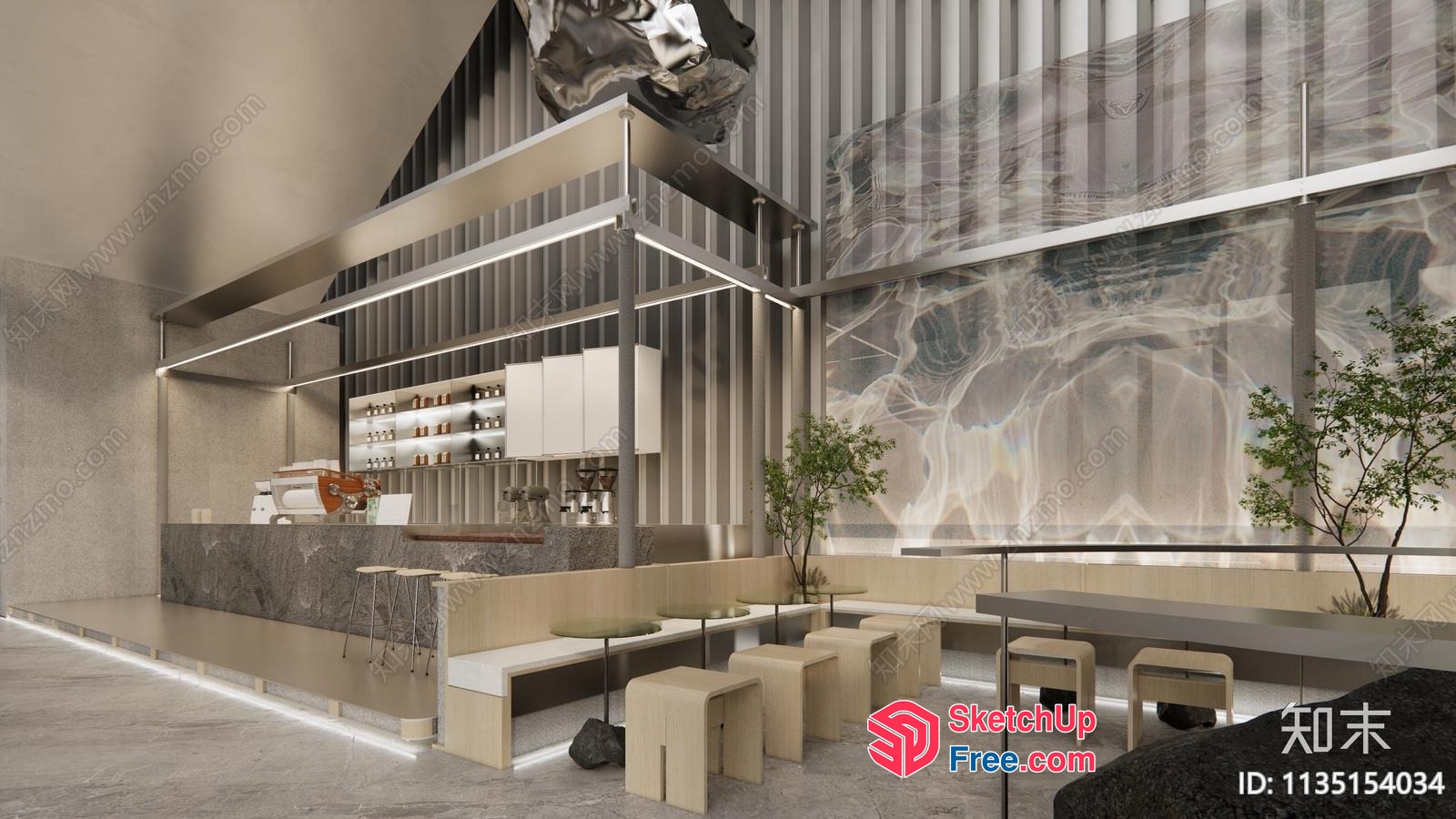Modern Japanese Restaurant Interior Design 3D SketchUp File