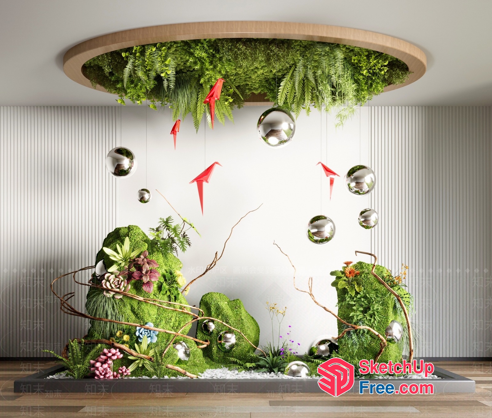 Modern Japanese-Inspired Interior Decor With Nature Elements 3D SketchUp File