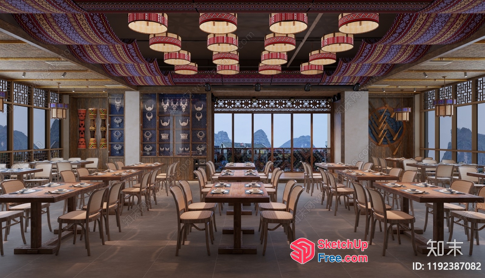 Modern Chinese Restaurant With Mountain Views 3D SketchUp File