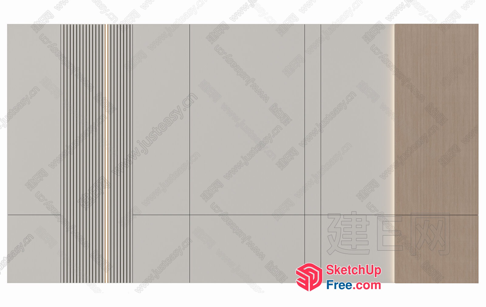 Grey And Brown Striped Wall 3D SketchUp File