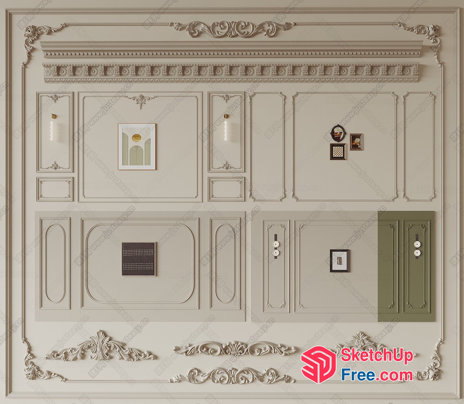 Ornate Wall Paneling Collection 3D SketchUp File