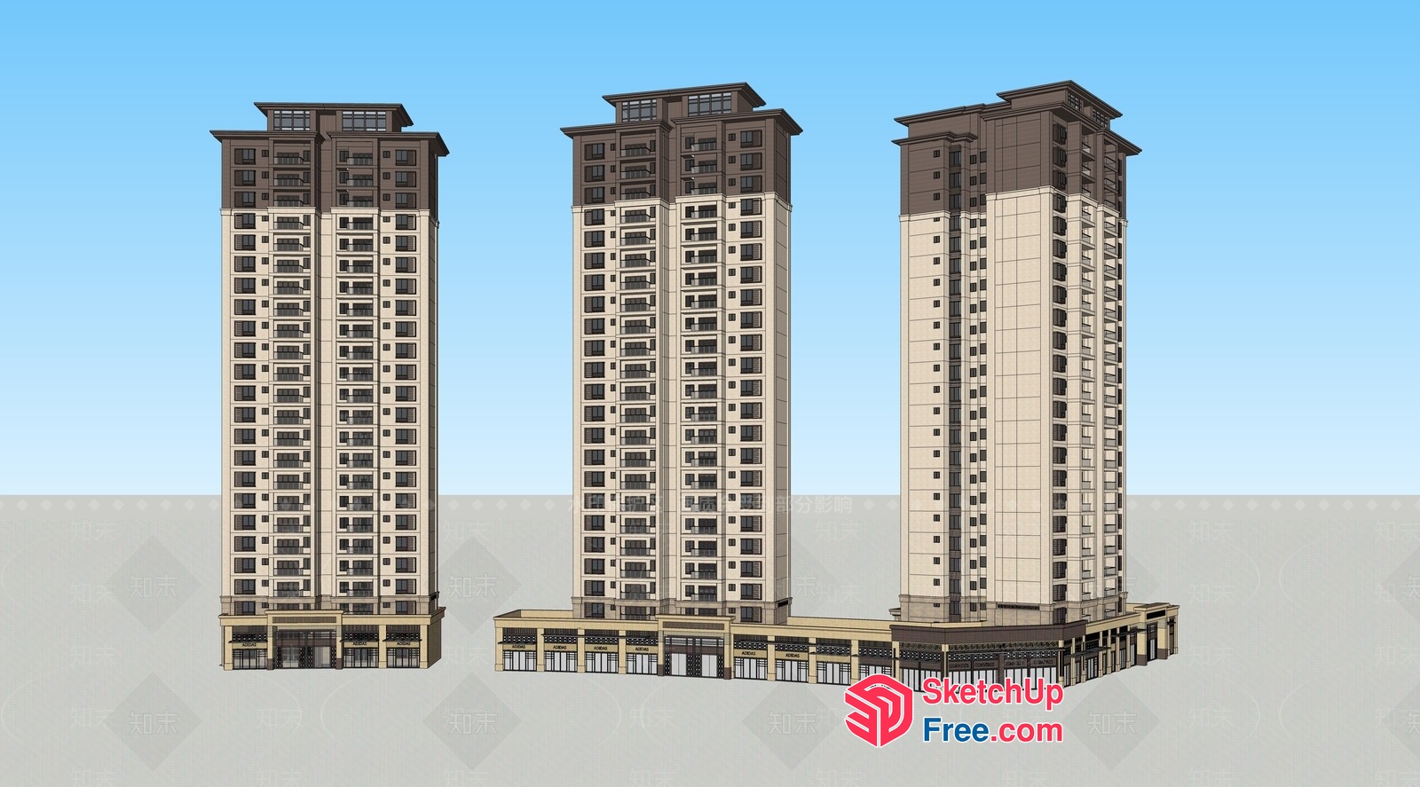 High-Rise Apartment Complex 3D SketchUp File