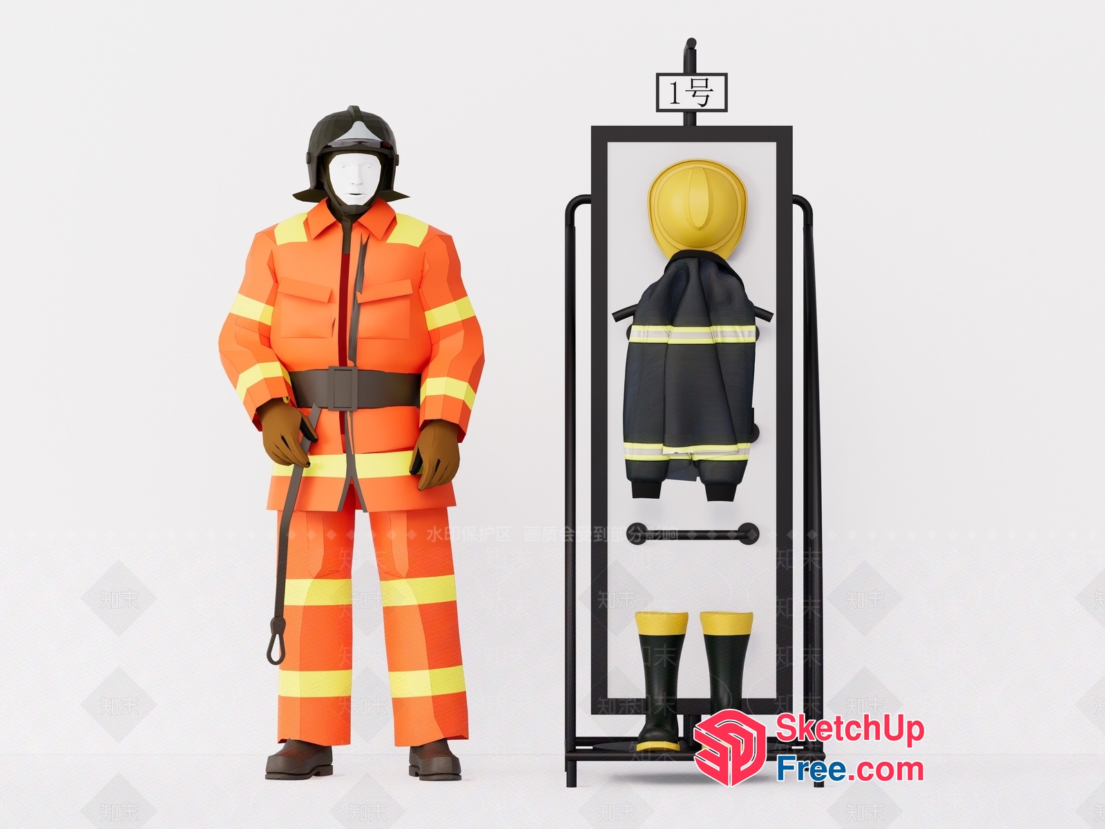 Firefighter Equipment Display Stand 3D SketchUp File